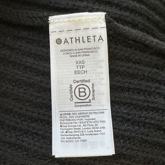 NWT Athleta Azalea Merino Wool Cashmere Oversized Sweater in Black XXS - Picture 10 of 16